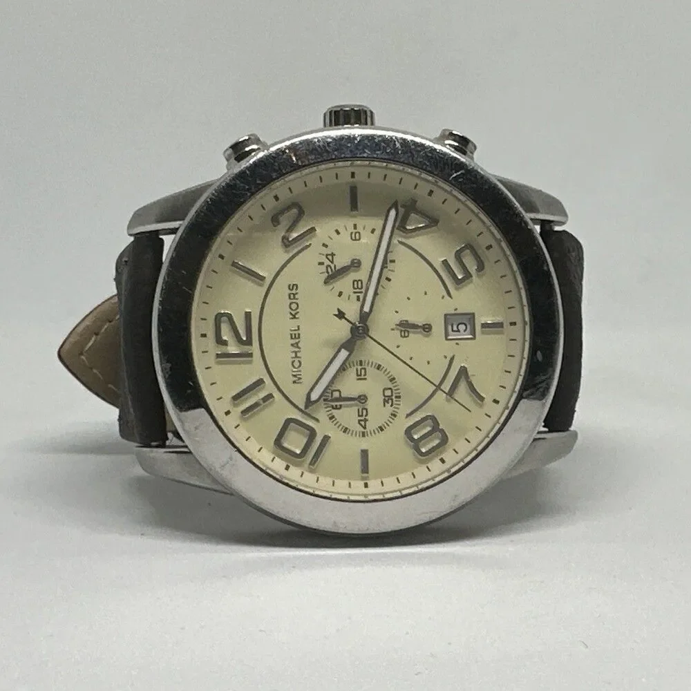 Michael Kors Mercer MK8292 Men's Brown Leather Analog Dial Quartz Watch HME597